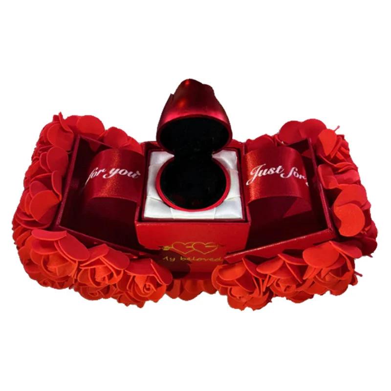 Valentine's Day Crystal Pendant Necklace Set in Soap Rose Gift Box