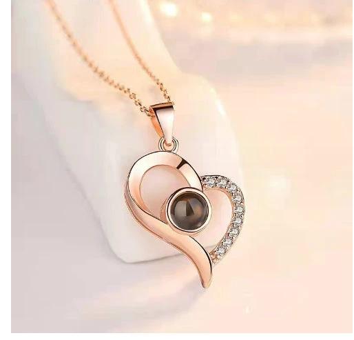 Valentine's Day Crystal Pendant Necklace Set in Soap Rose Gift Box