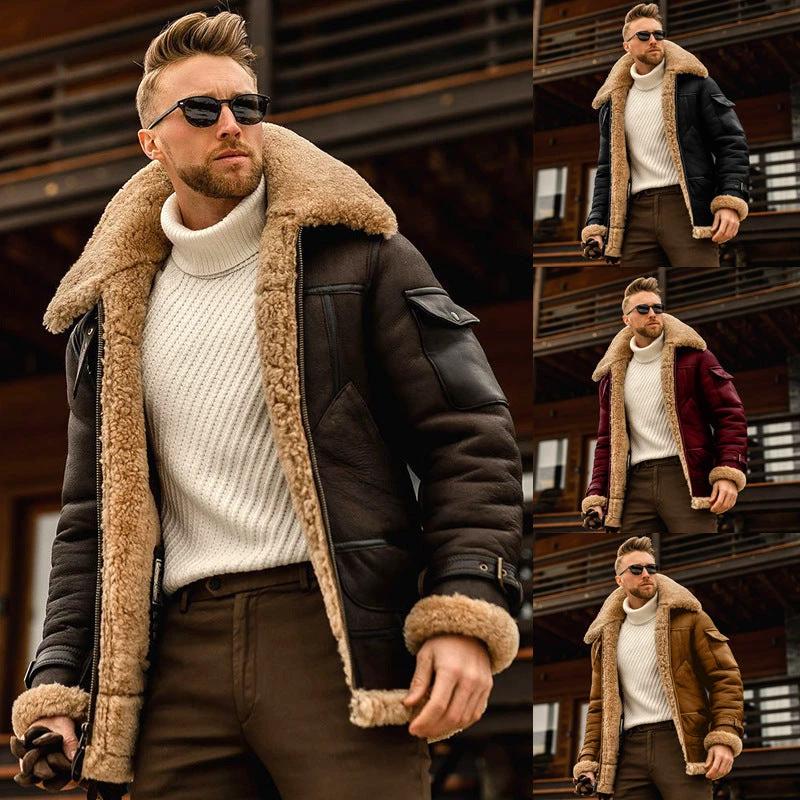 Chaqueta de Invierno Estilo Militar para Hombre con Cuello de Forro y Piel