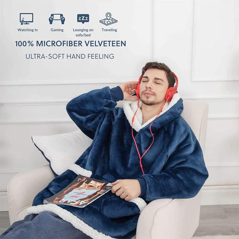 Hoodie Blanket TV d'hiver - Pullover surdimensionné avec poches