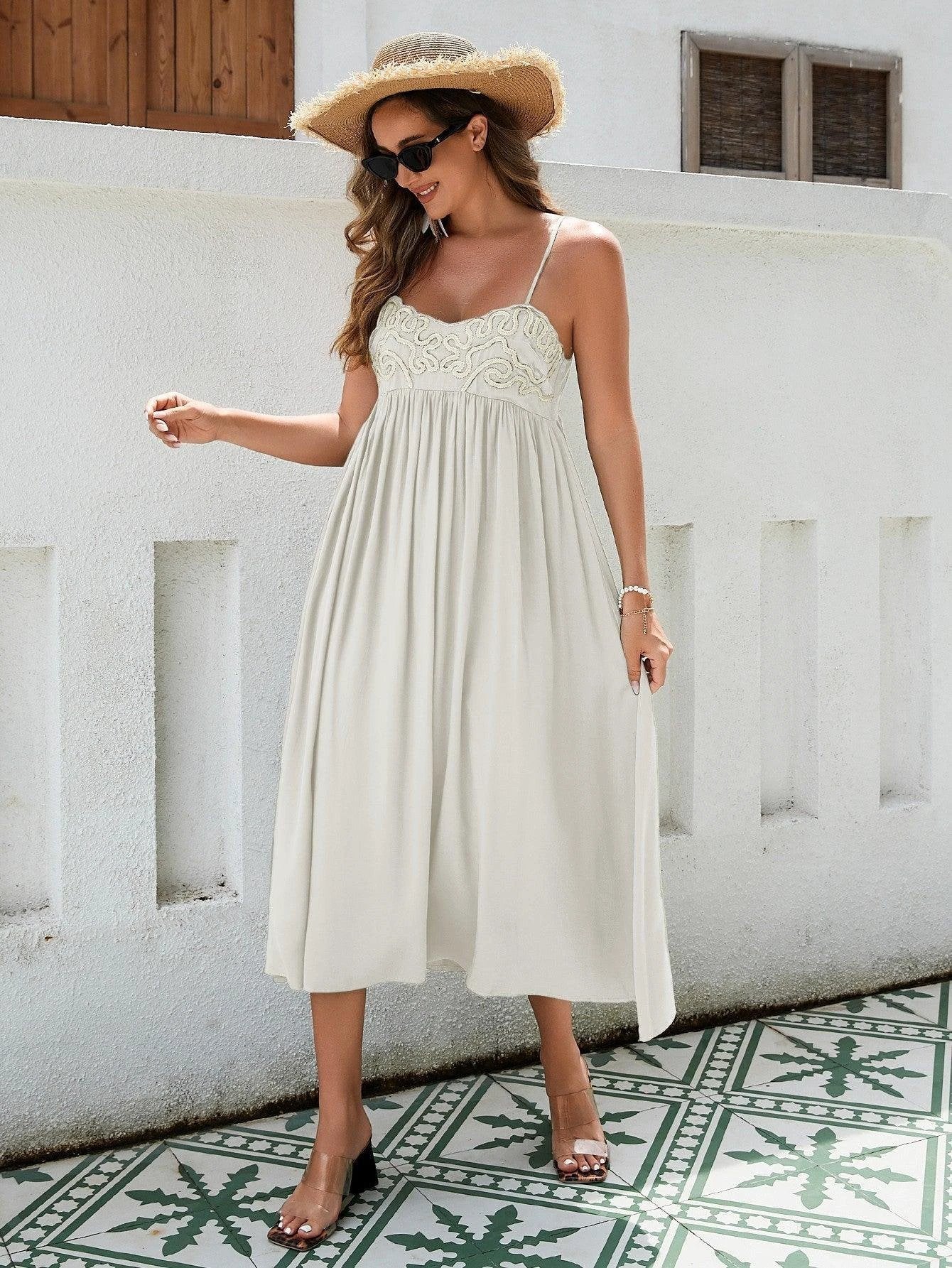 Vestido Maxi Bohemio para Mujer - Elegante Rayón con Detalles Bordados