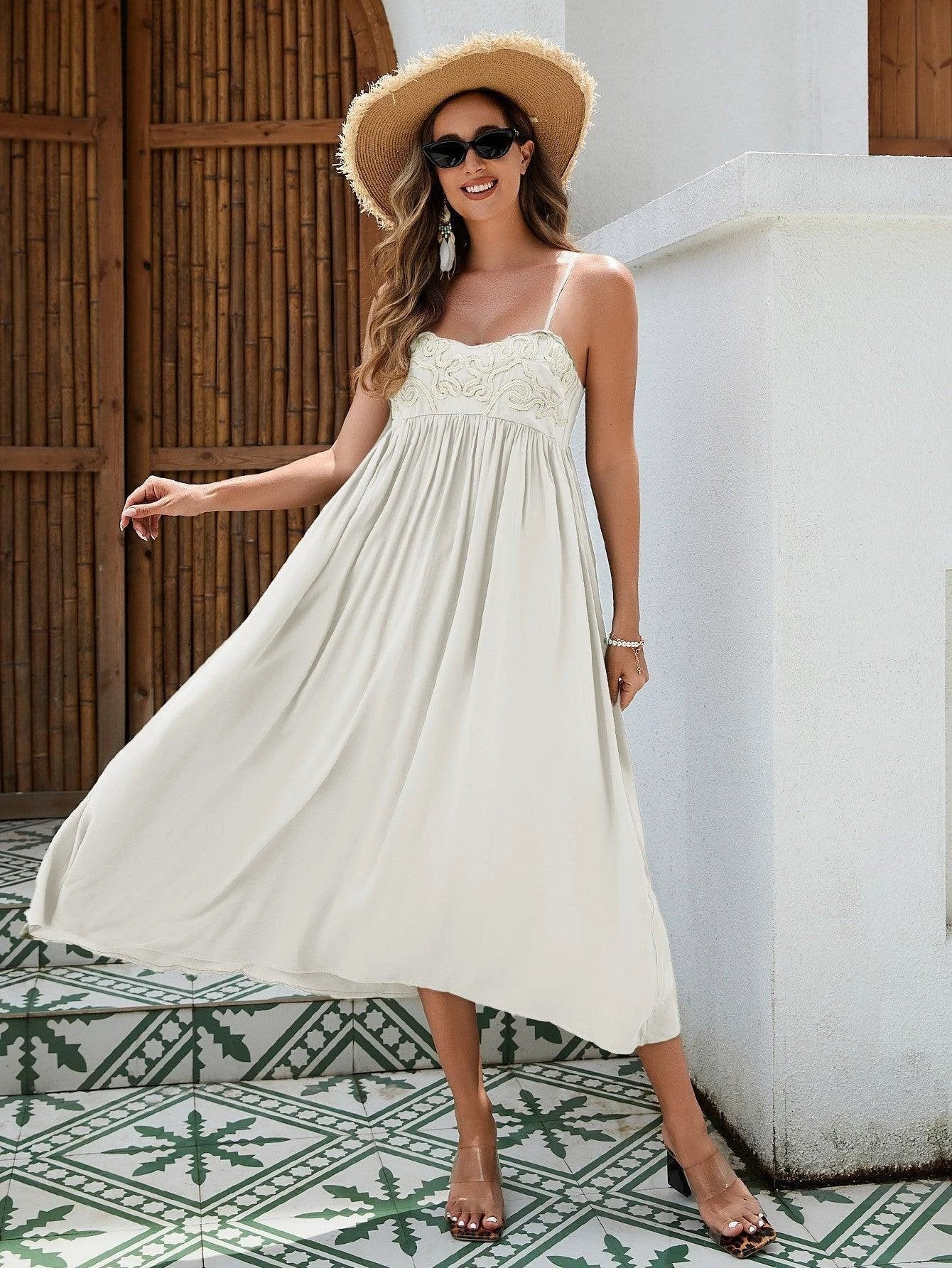 Vestido Maxi Bohemio para Mujer - Elegante Rayón con Detalles Bordados