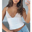 Women's V-neck Lace Camisole with Back Zipper