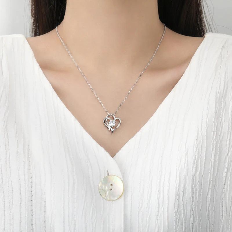 Collier Double Amour en Zircon avec Rhinestones