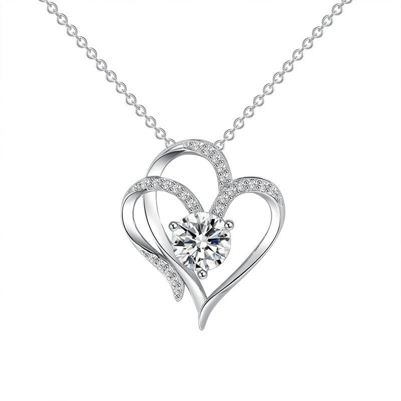 Collier Double Amour en Zircon avec Rhinestones