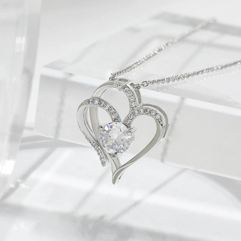 Collier Double Amour en Zircon avec Rhinestones