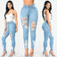 Pantalones Lápiz de Mezclilla con Diseño Rasgado para Mujeres