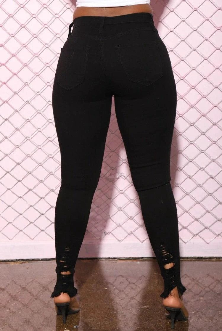 Pantalones Lápiz de Mezclilla con Diseño Rasgado para Mujeres