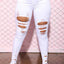 Pantalones Lápiz de Mezclilla con Diseño Rasgado para Mujeres