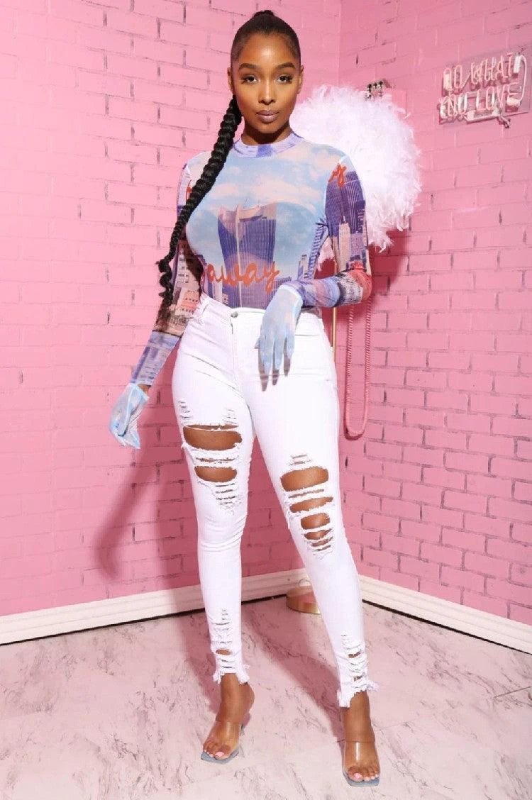 Pantalones Lápiz de Mezclilla con Diseño Rasgado para Mujeres