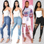 Pantalones Lápiz de Mezclilla con Diseño Rasgado para Mujeres