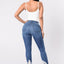 Pantalones Lápiz de Mezclilla con Diseño Rasgado para Mujeres