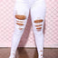 Pantalones Lápiz de Mezclilla con Diseño Rasgado para Mujeres