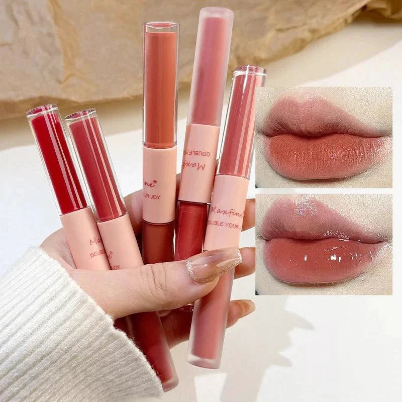 MAXFINE Glase de Labios Doble Cara - Acabado Brillante y Mate