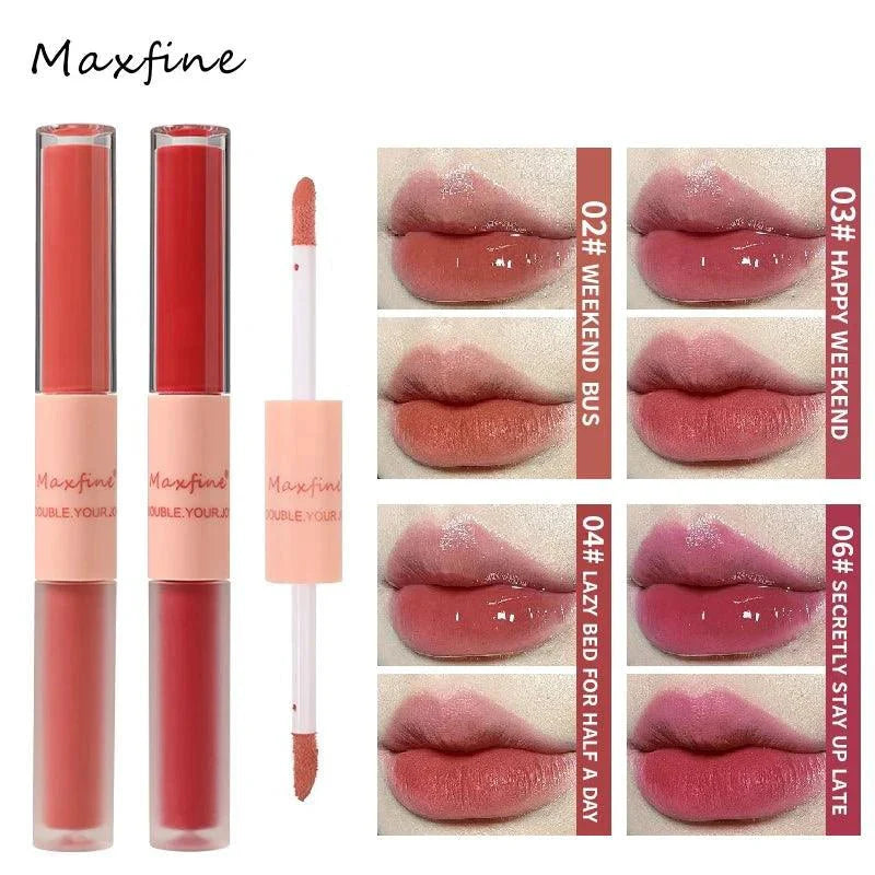 MAXFINE Glase de Labios Doble Cara - Acabado Brillante y Mate