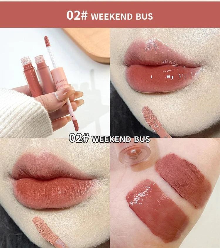 MAXFINE Glase de Labios Doble Cara - Acabado Brillante y Mate