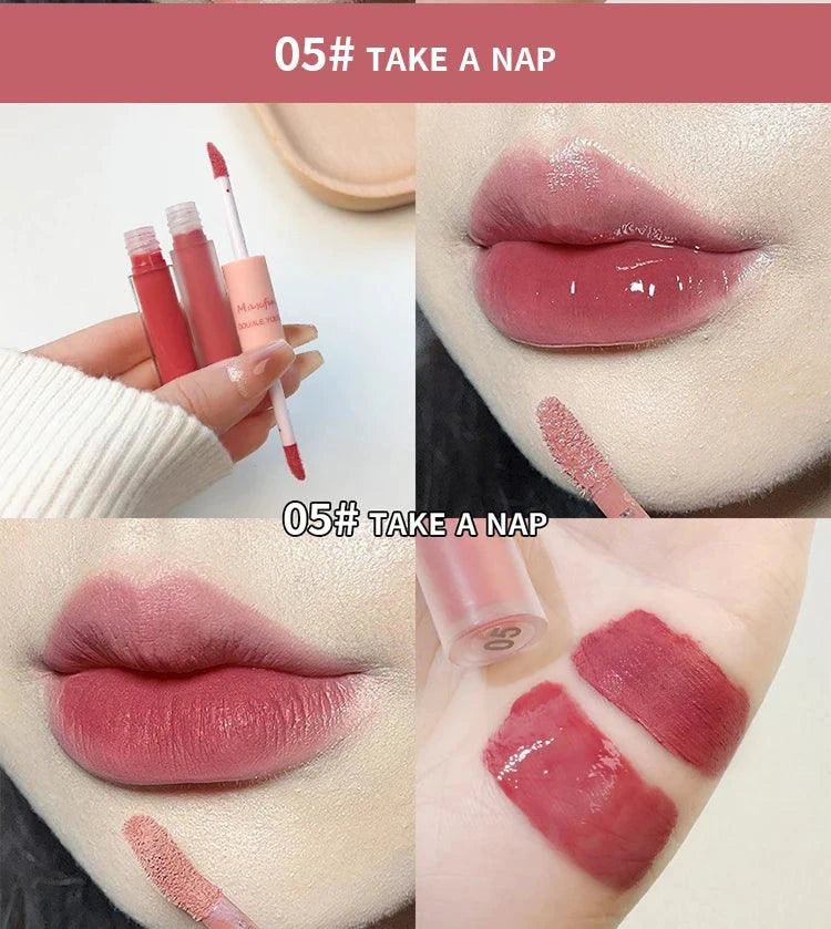 MAXFINE Glase de Labios Doble Cara - Acabado Brillante y Mate