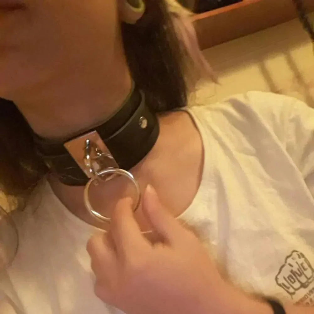 Edgy Leather Choker Collar