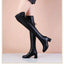 Elastic Leather Knee Boots for All-Day Comfort
