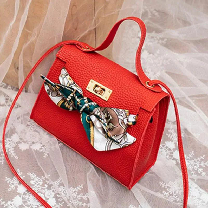 Elegant Leather Handbag with Scarf