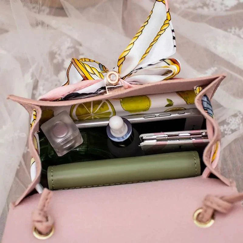 Elegant Leather Handbag with Scarf