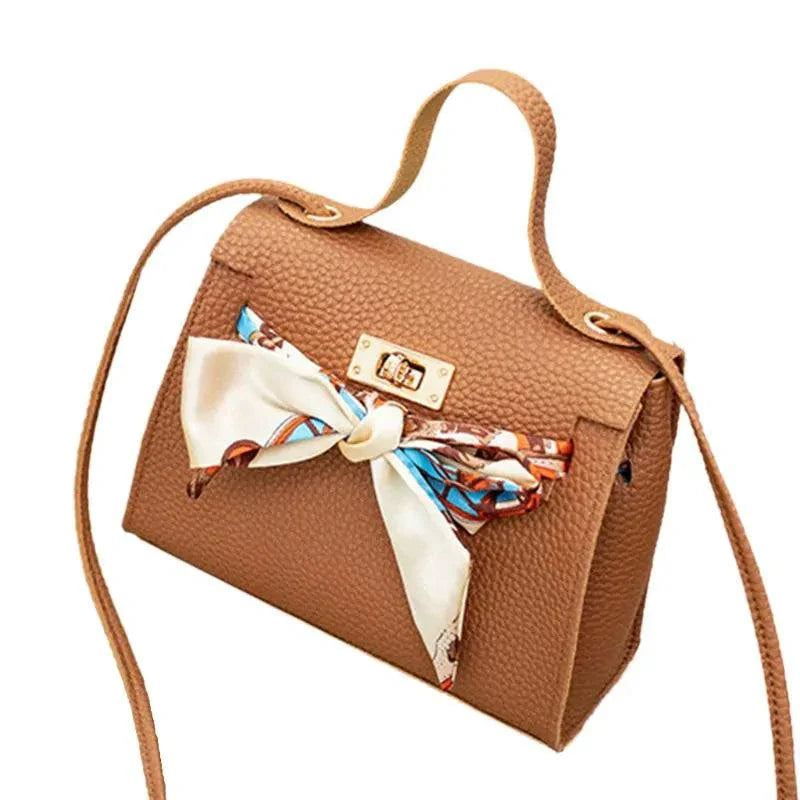 Elegant Leather Handbag with Scarf