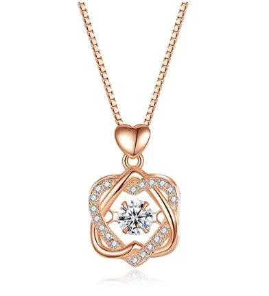 Collar de Corazón de Oro Rosa Elegante
