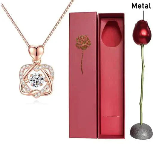 Collar de Corazón de Oro Rosa Elegante