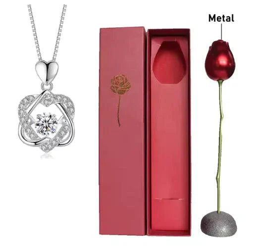 Collar de Corazón de Oro Rosa Elegante