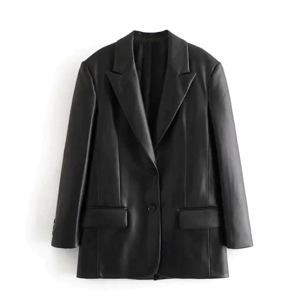 Blazer en simili cuir Farah - Polyvalence chic