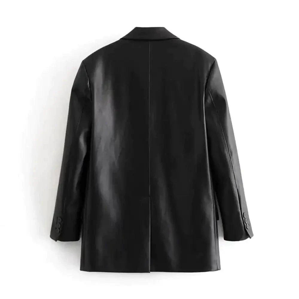 Blazer en simili cuir Farah - Polyvalence chic
