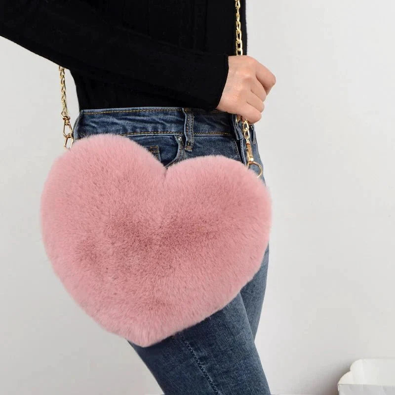Bolso de mano cruzado de piel sintética en forma de corazón chic