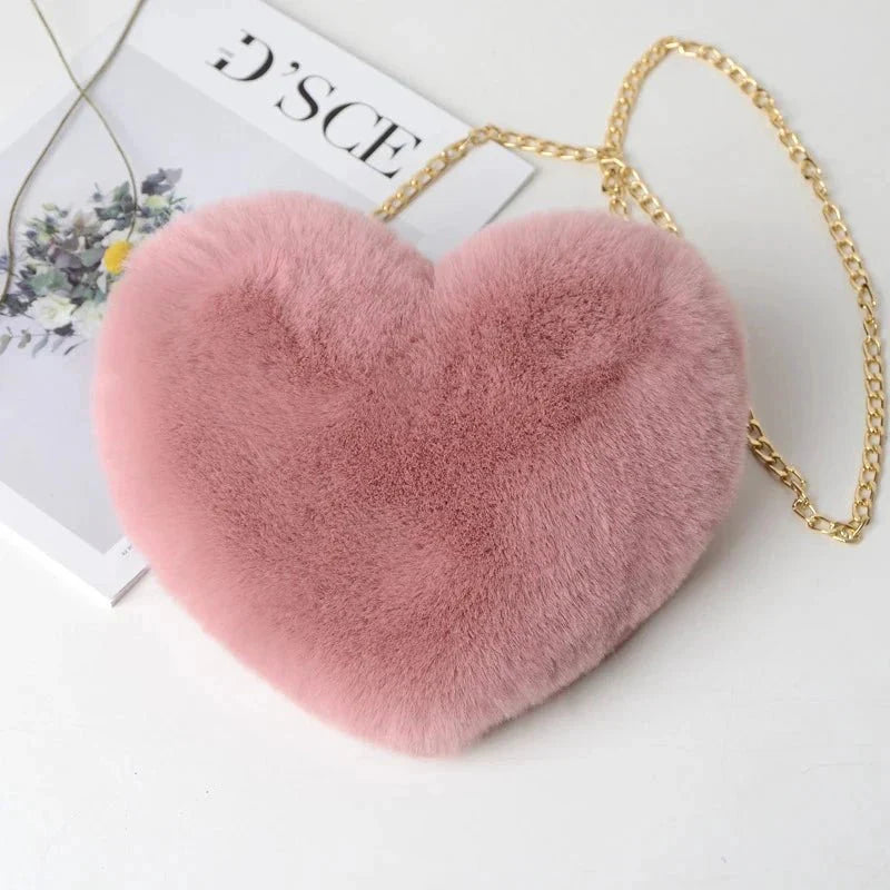 Bolso de mano cruzado de piel sintética en forma de corazón chic