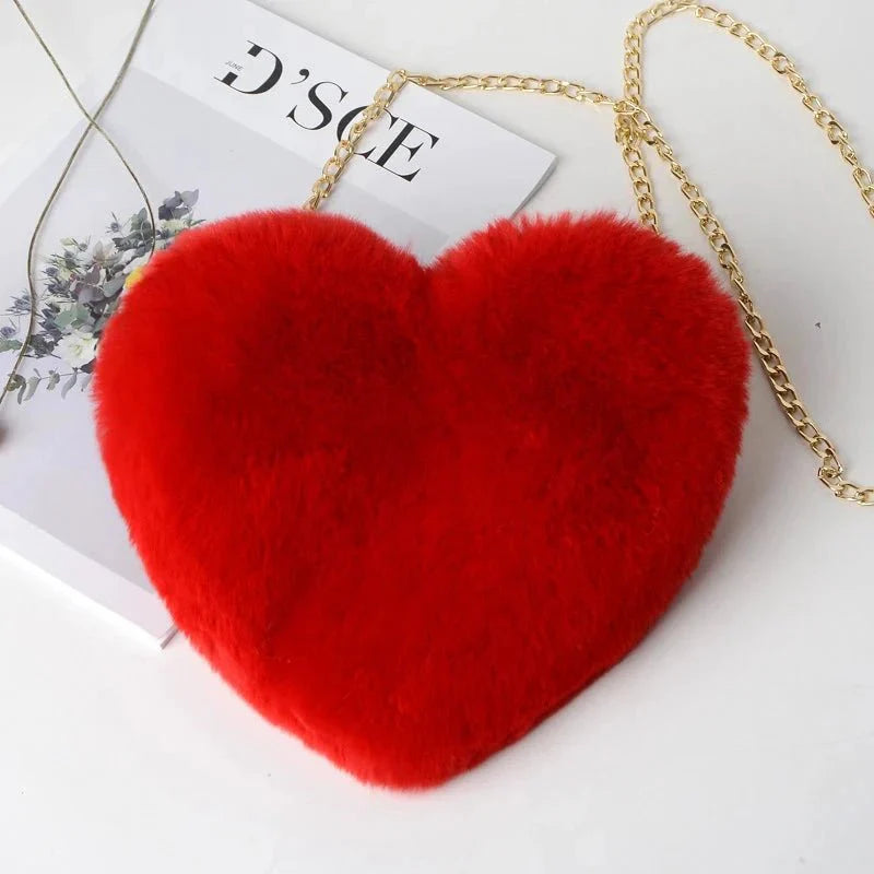 Bolso de mano cruzado de piel sintética en forma de corazón chic