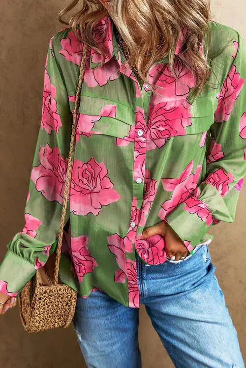 Chemise à manches longues Floral Elegance