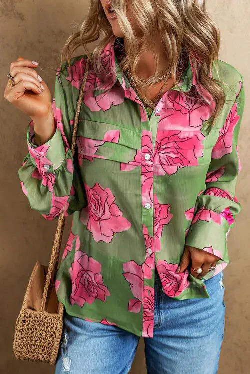 Chemise à manches longues Floral Elegance