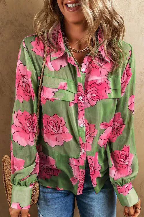 Chemise à manches longues Floral Elegance