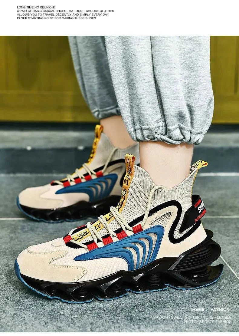Fly Woven Mesh High-Top Sneakers - Breathable Running Shoes