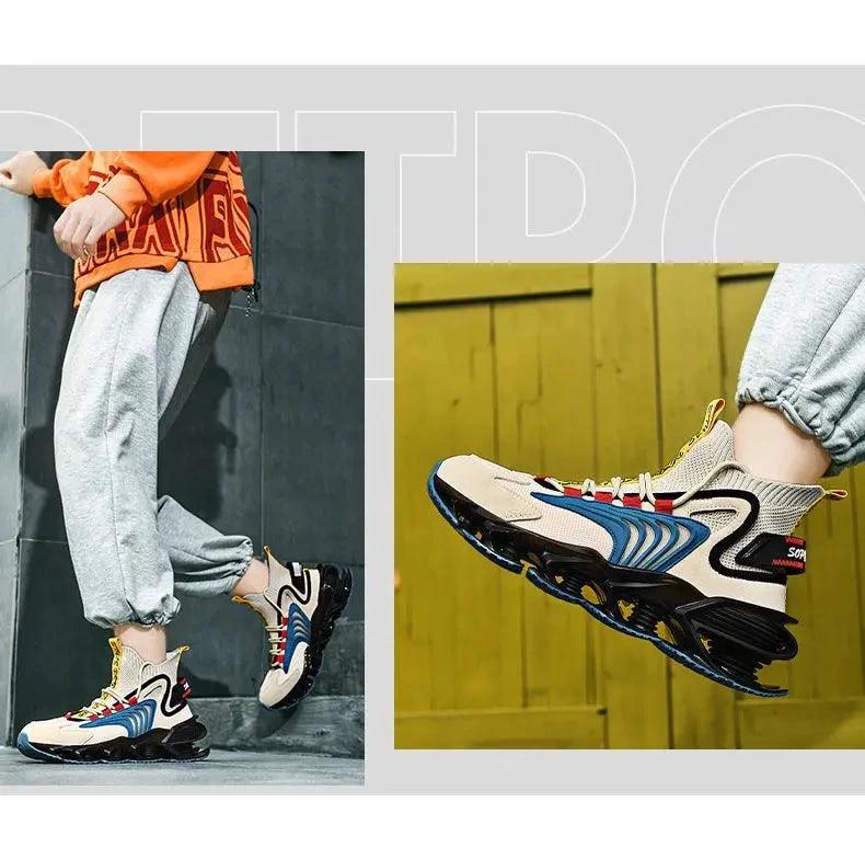 Fly Woven Mesh High-Top Sneakers - Breathable Running Shoes