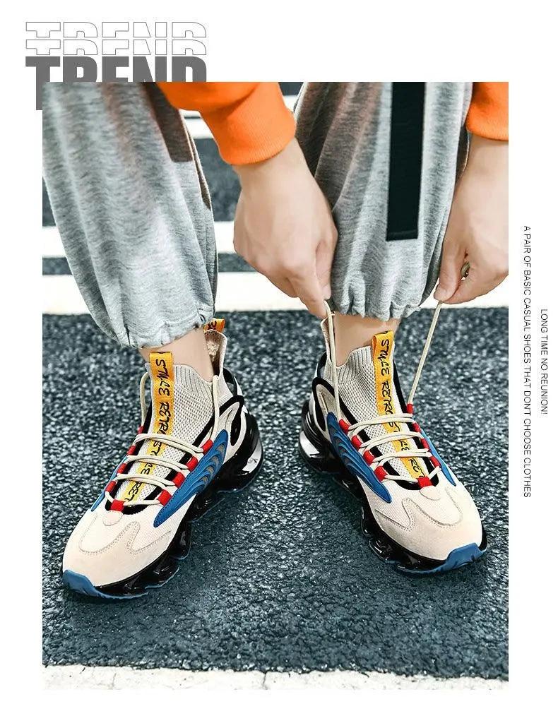 Fly Woven Mesh High-Top Sneakers - Breathable Running Shoes