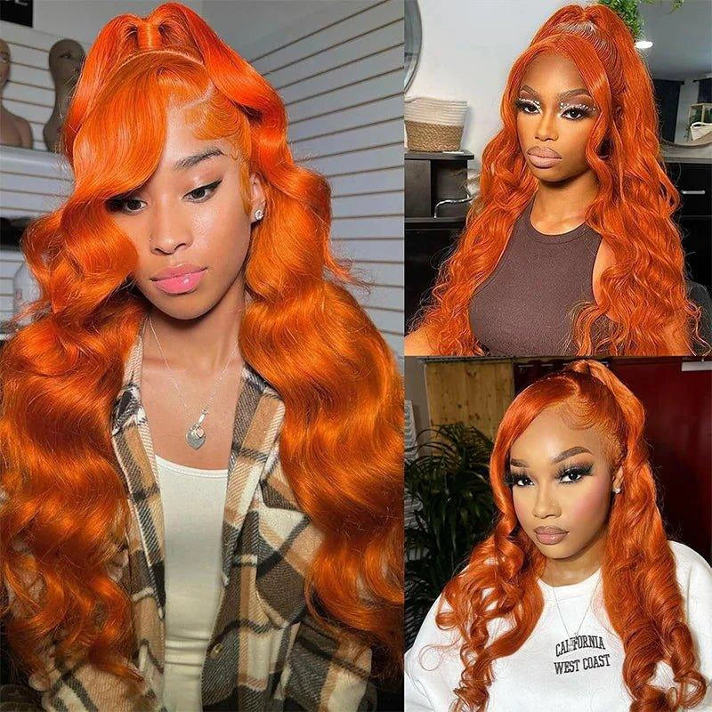 Ginger Orange Body Wave Lace Front Wig - Premium Human Hair