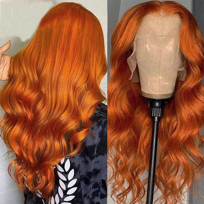 Ginger Orange Body Wave Lace Front Wig - Premium Human Hair