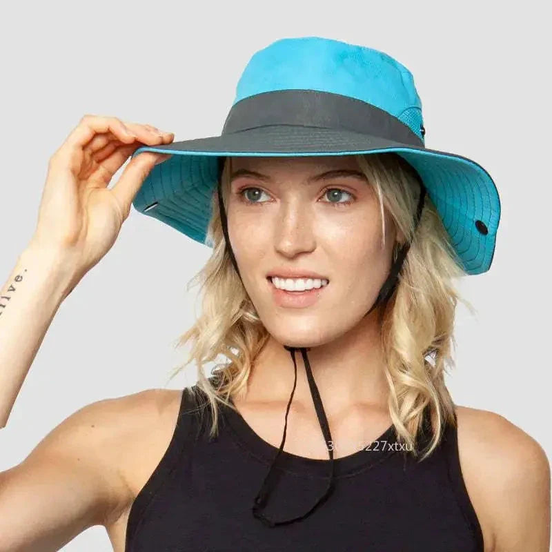 Sombrero de sol UV para niñas con coleta