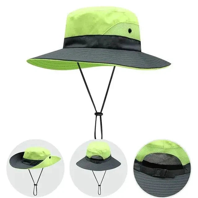 Sombrero de sol UV para niñas con coleta