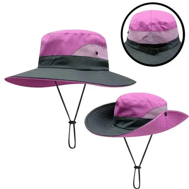 Sombrero de sol UV para niñas con coleta
