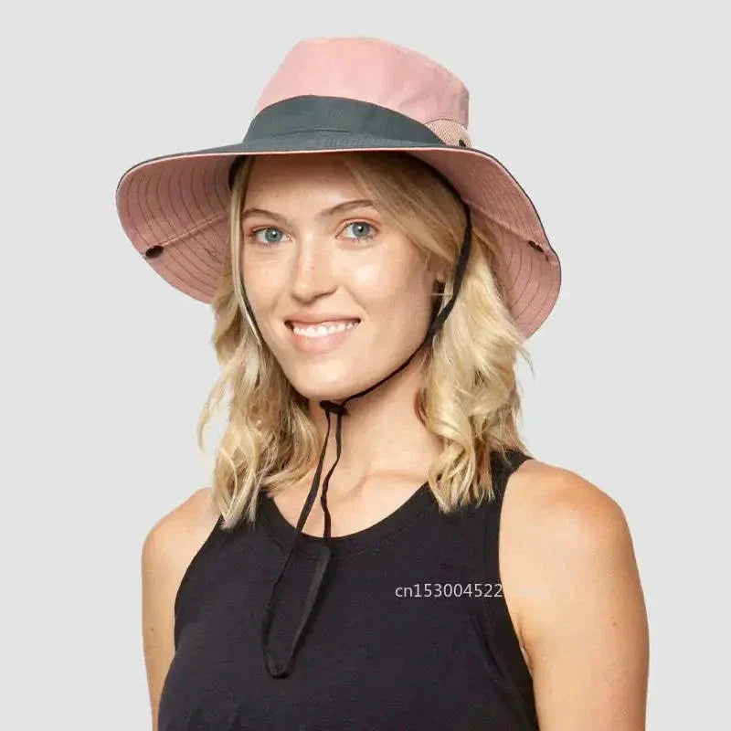 Sombrero de sol UV para niñas con coleta