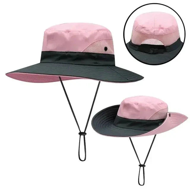 Sombrero de sol UV para niñas con coleta