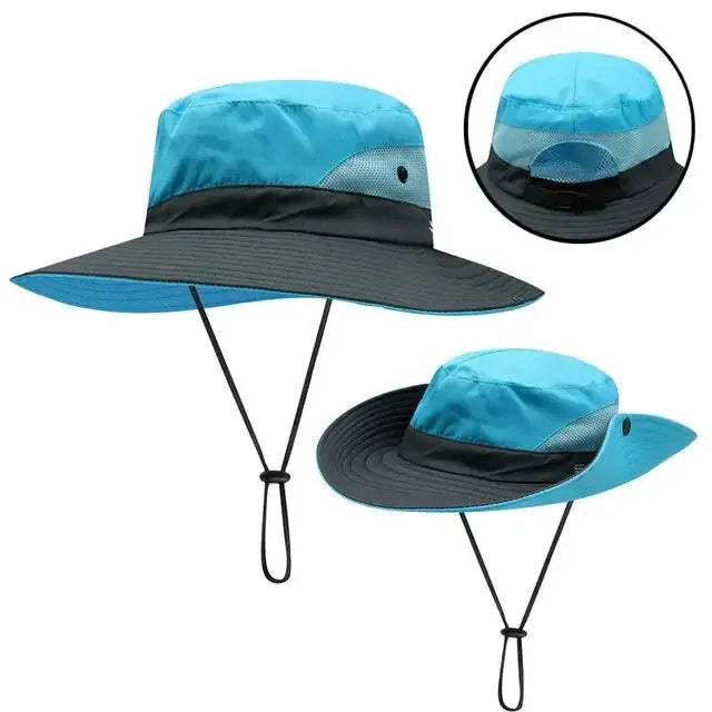 Sombrero de sol UV para niñas con coleta