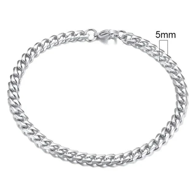 Pulsera Cubana de Acero Inoxidable Baño de Oro (3-11mm)