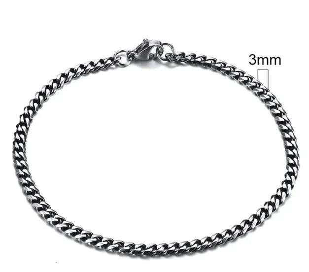 Pulsera Cubana de Acero Inoxidable Baño de Oro (3-11mm)